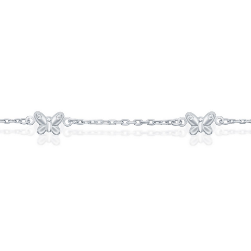 Sterling Silver Butterfly Anklet