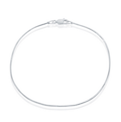 Sterling Silver 1mm Square Snake Anklet - Silver Plated