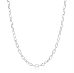 20" Sterling Silver 3.5mm Anchor Chain - Rhodium Plated