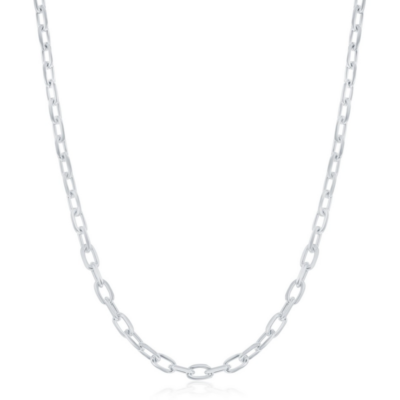 22" Sterling Silver 4.1mm Anchor Chain - Rhodium Plated