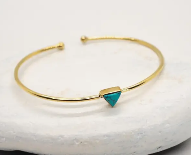 Brass Turquoise Triangle Bracelet