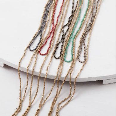 Brass Double Layer Lariat Necklace