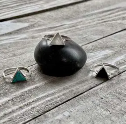 Sterling Silver Ring with Triangle Stone