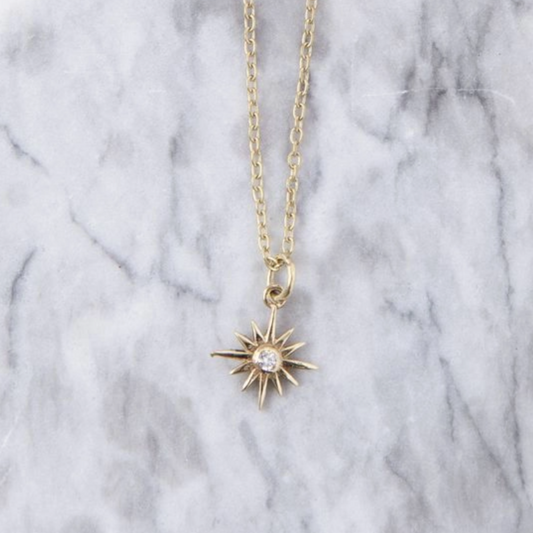 Brass Crystal North Star Pendant | BP027