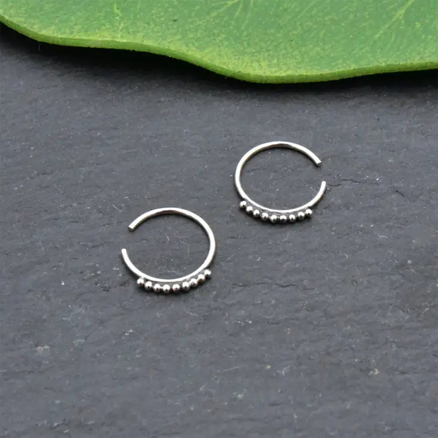 Silver hoops with tiny dot decoration earrings |SSE085