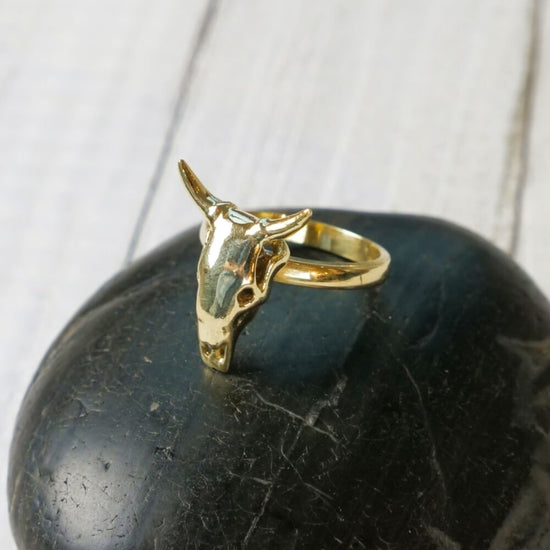 BR128| Brass Bull Skull Ring