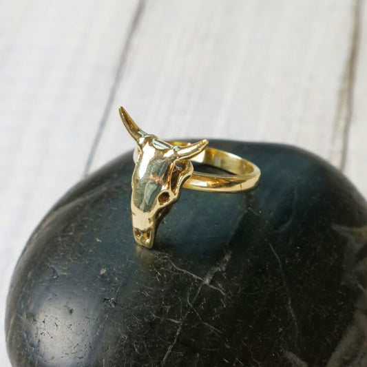 Baizaar |  Brass Bull Skull Ring