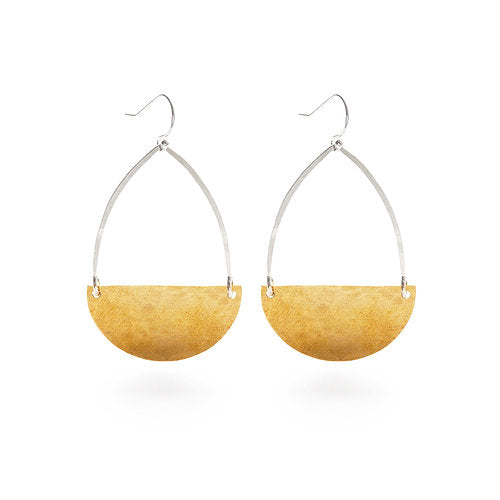 Mixed Metal Semicircle Earrings