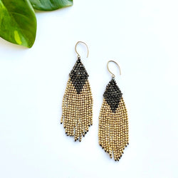 Beaded Diamond Fringe Earrings