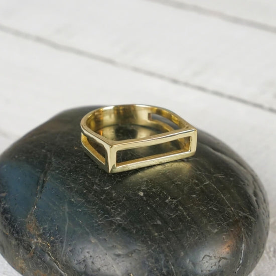 BR132| Brass Cutout Bar Band Ring