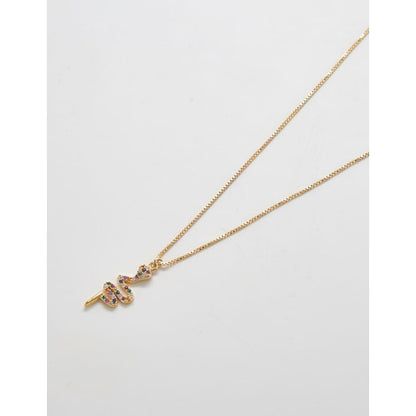Multicolor Pave Serpent Necklace -  Gold
