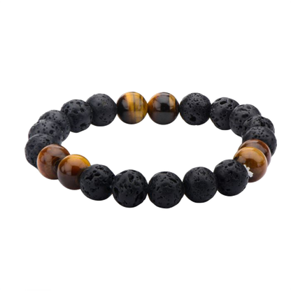 Black Lava & Brown Tiger Eye Beads Bracelet | BR137