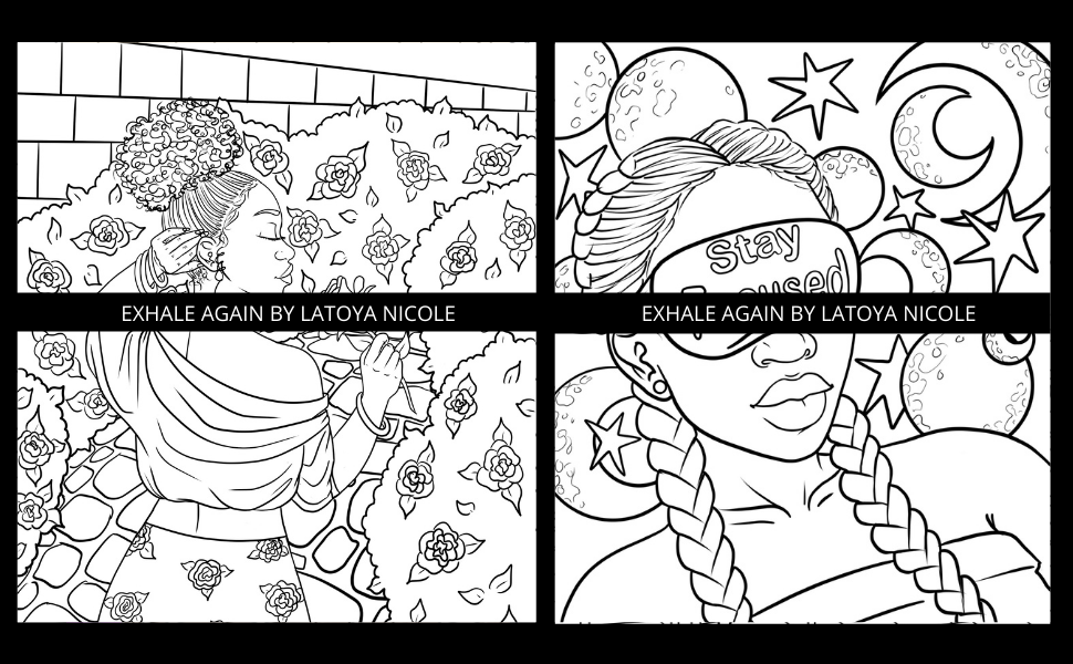 Exhale Again: A Self Care Coloring Book with Affirmations | Celebrating Black and Brown Women | Volume 2