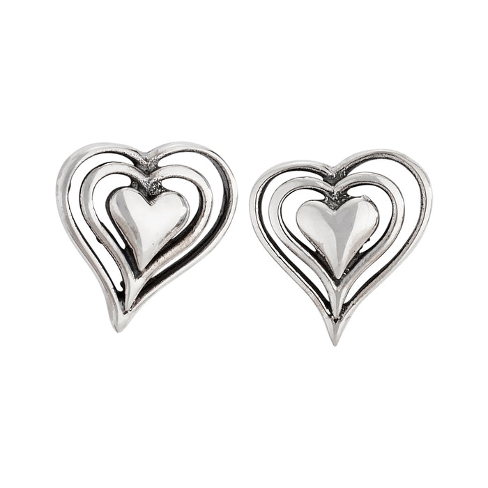 Heartbeat Sterling Silver Heart Stud Earring