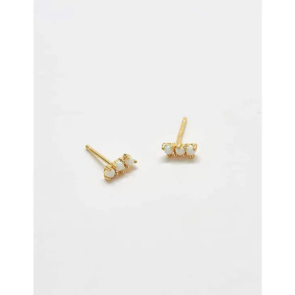 Opal Curve Bar Earrings - Gold