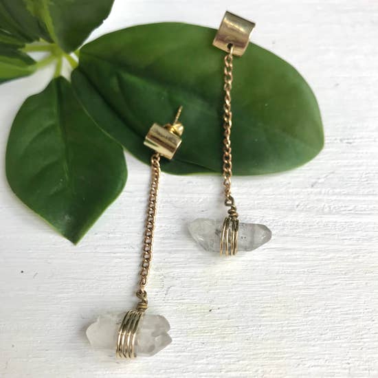 Brass Chain Stud Earrings