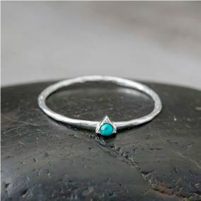 Tiny Sterling Silver Turquoise Triangle Ring