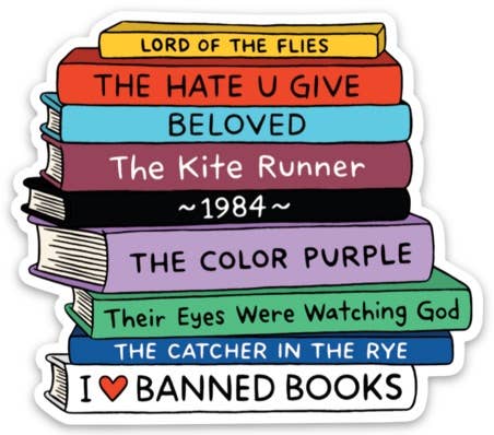 I Heart Banned Books Die Cut Sticker