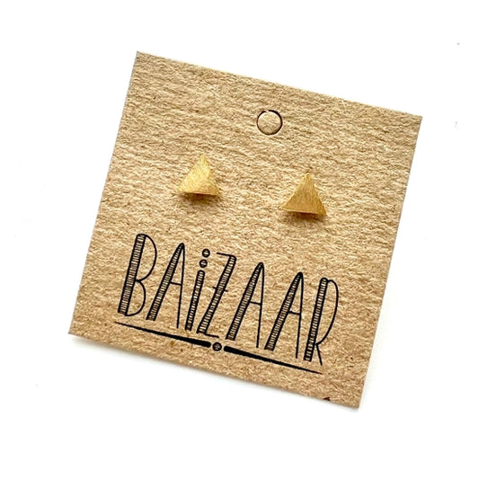 SSE038B | Brushed Brass Triangle Stud Earrings