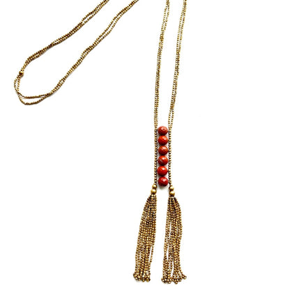 Stone Tassel Necklace - BBN109