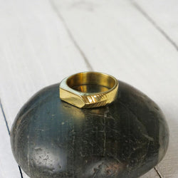 BR129| Brass Etched Arrow Band Ring