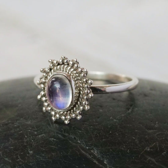 SR096| Sterling Silver Spotted Moonstone Ring