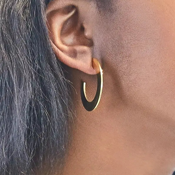 Small Flat Hoop Earrings - Gold