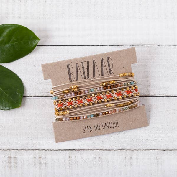 MBB021-NA Beaded Wrap Bracelet in White