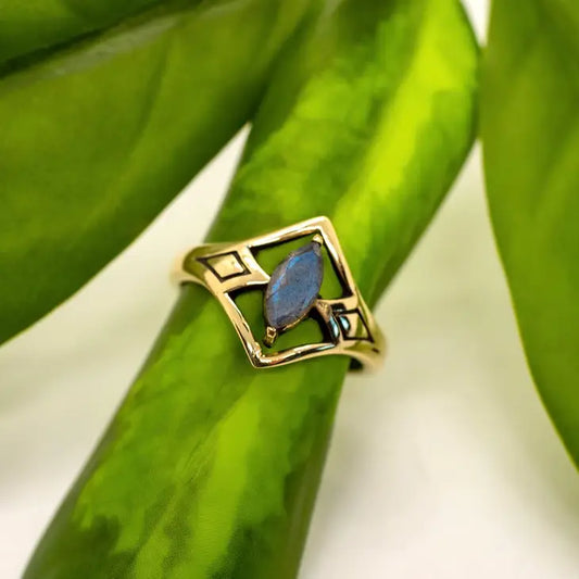 Brass Mystic Labradorite Ring | BR186|