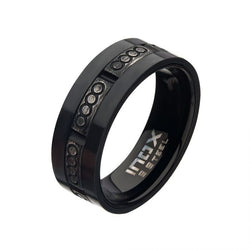 Antiqued Black IP & Carbon Fiber Ring