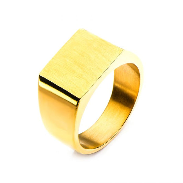 Gold Plated & Engravable Signet Ring