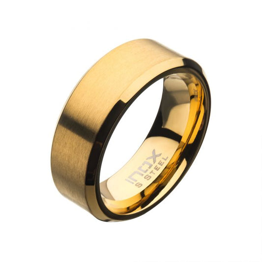 Matte Stainless Steel/Gold Plated Beveled Band