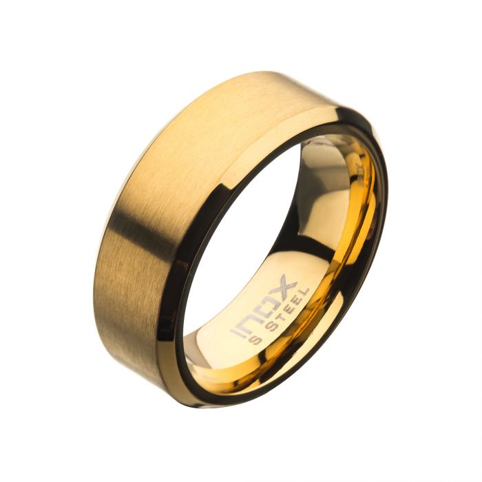 INOX | Matte Stainless Steel Gold Plated Beveled Band