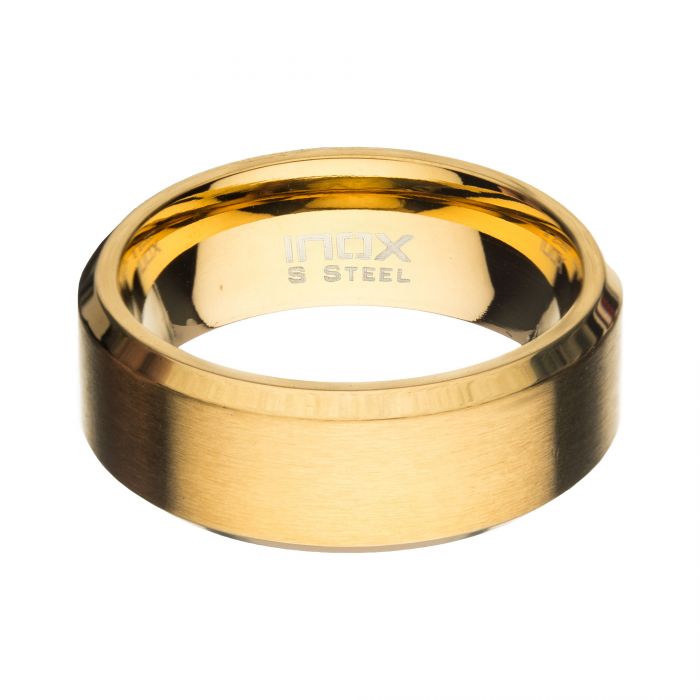 Matte Stainless Steel/Gold Plated Beveled Band