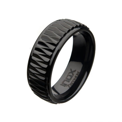 Black Zirconium Ridged Ring