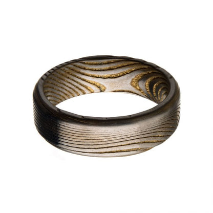 Damascus Steel Matte Gold Ring