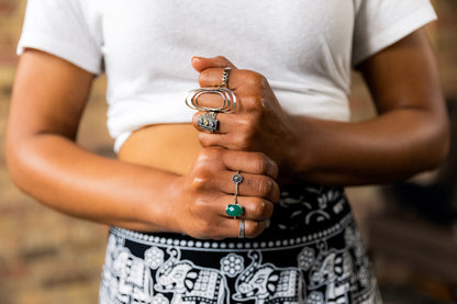 Sterling Silver Faceted Oval Green Agate Ring