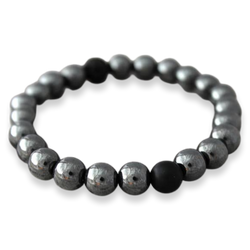 Black Hematite Bracelet w/ Black Onyx & Lava Stone