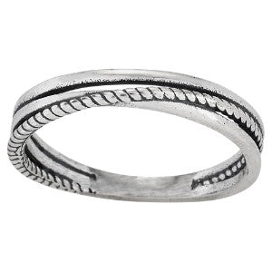 Sterling Silver Twist Braid Smooth Thin Band Ring - Size 5
