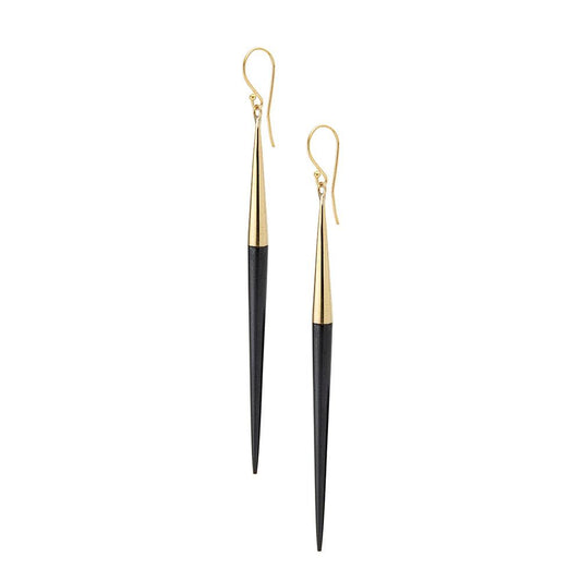 Capped Quill Dangle Earrings - Gold Plated