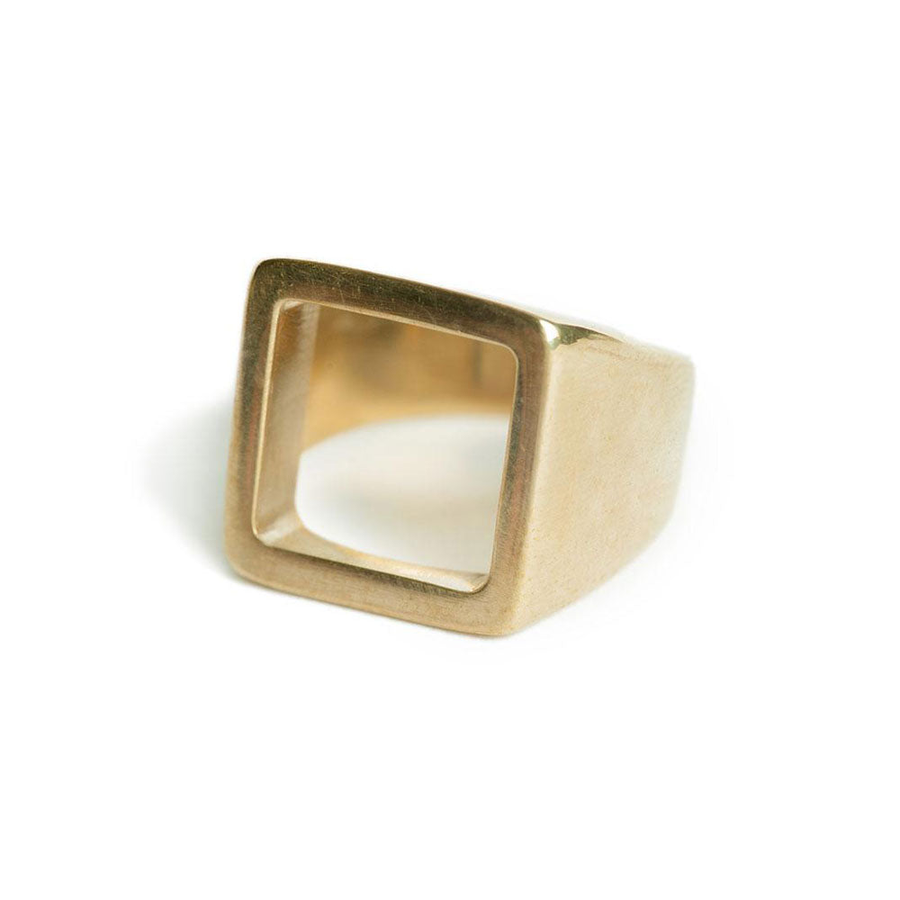 Open Square Statement Ring - Gold Plated