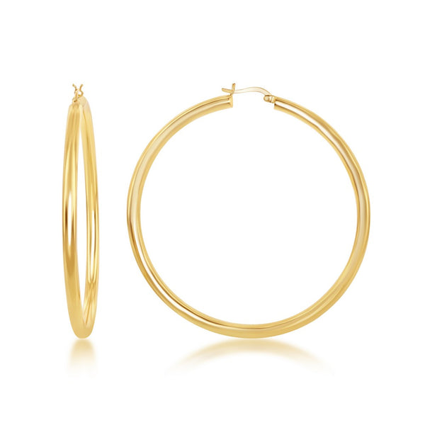 4x70mm High Polished Hoop Earrings